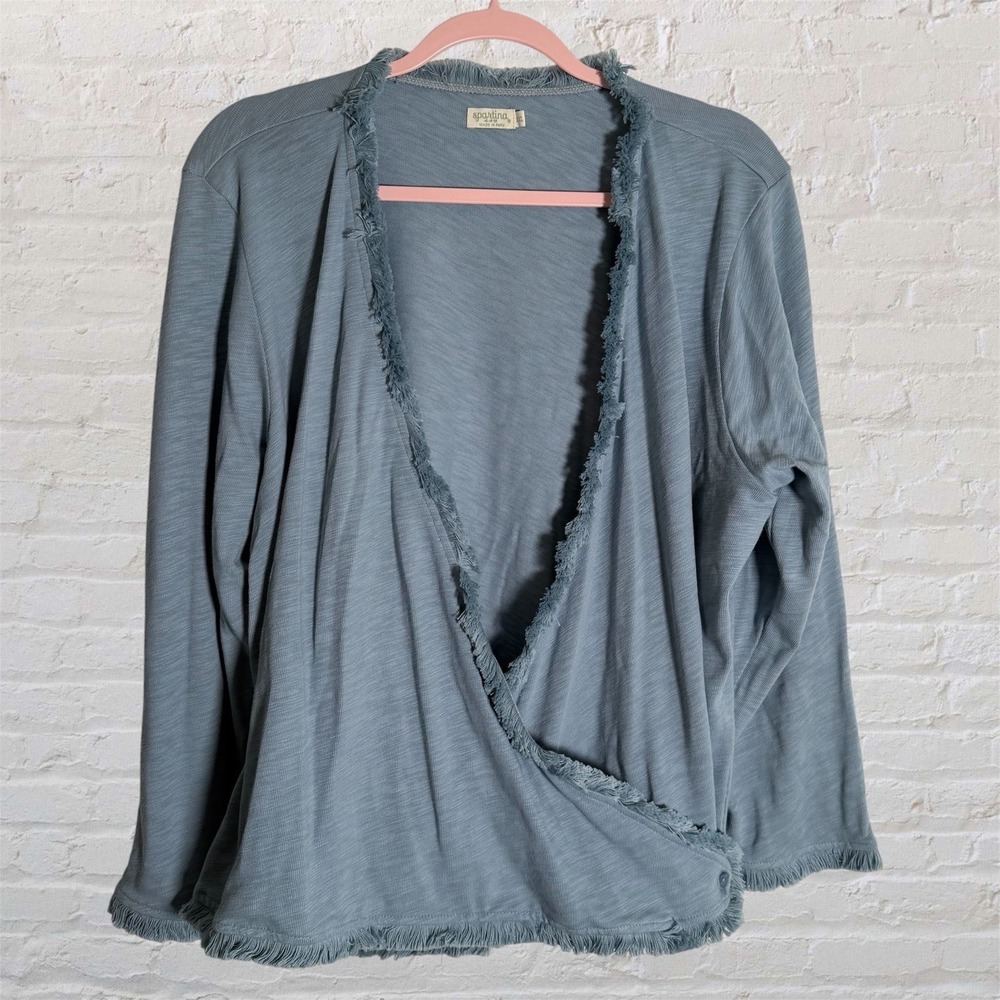 Spartina 449 Clara Convertible Cardigan Sweater Blue Womens XL